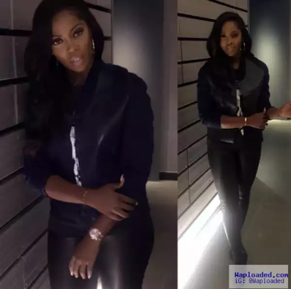 Photos: Tiwa Savage Looks Lovely In All-Black Outfit In London